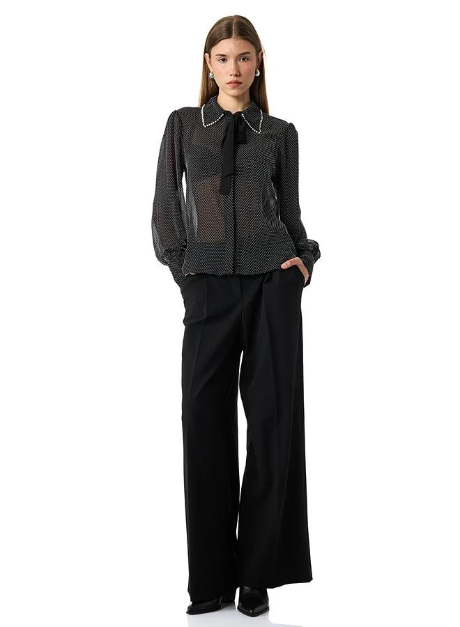 كوتون Polka Dot Chiffon Shirt