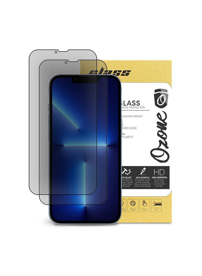 O Ozone Privacy Protective Glass for iPhone 13 Pro Max Privacy Screen Protector 6.7 Inch Full Coverage Tempered Glass Screen Cover - Pack of Two - Black  - Image 1