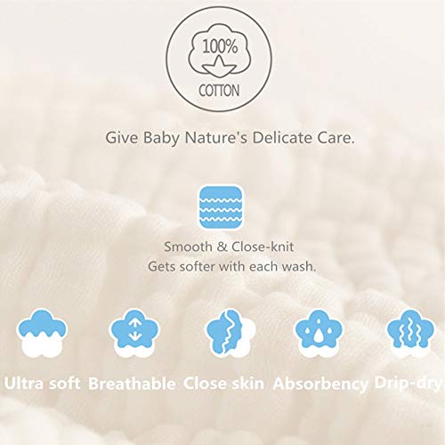 JUST GOODS Organic Muslin Baby Washcloths – Soft & Absorbent Natural Cotton Wipes for Sensitive Skin, Perfect for Baby Care & Showers 【30x30 cm】 (5) - Image 4