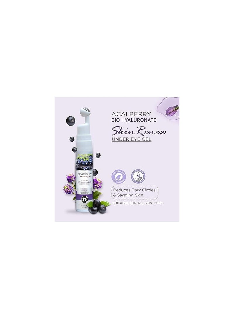 Astaberry Indulge Acai Berry Bio Hyaluronate Under Eye Gel Creme With Massage roller to Hydrate the Skin - Image 3