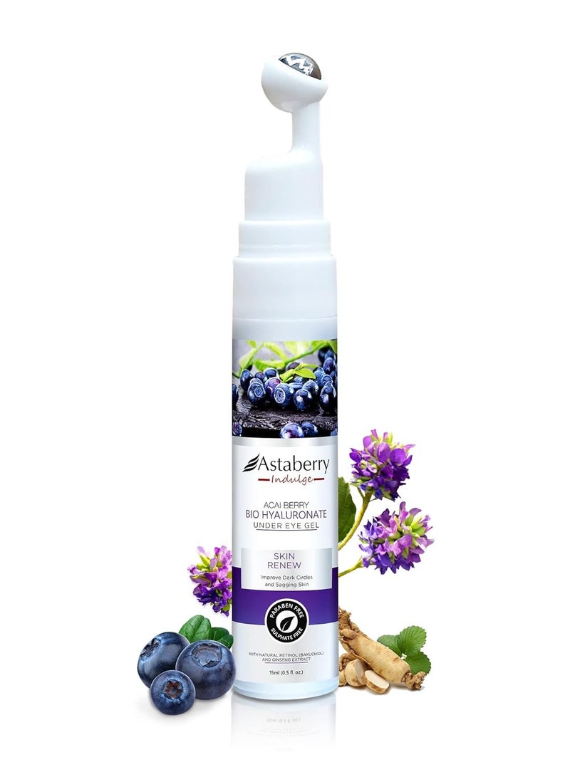 Astaberry Indulge Acai Berry Bio Hyaluronate Under Eye Gel Creme With Massage roller to Hydrate the Skin - Image 2