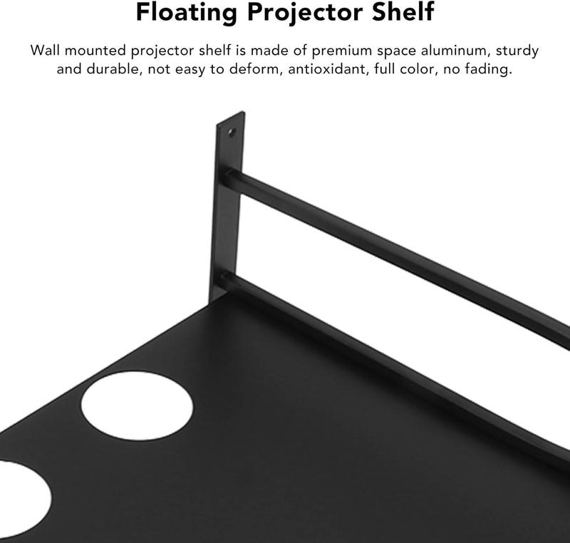 TV Shelf, DVD Rack TV Tray Set Cable Box Wall Mount DVD Shelves Record Shelf Wall Mount Alumimum Alloy Wall Mount Shelf for Home(01) - Image 4