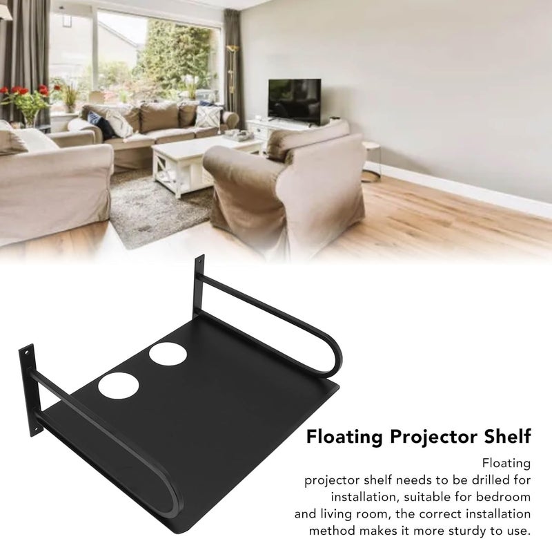 TV Shelf, DVD Rack TV Tray Set Cable Box Wall Mount DVD Shelves Record Shelf Wall Mount Alumimum Alloy Wall Mount Shelf for Home(01) - Image 2