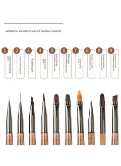 Rozino 9pc UV Gel Nail Brush Set, Nail Art Acrylic Painting Brushes With Pointed Tips, Transparent Coffee Color, For Nail Design And Detailing  - Image 2