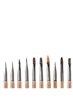 Rozino 9pc UV Gel Nail Brush Set, Nail Art Acrylic Painting Brushes With Pointed Tips, Transparent Coffee Color, For Nail Design And Detailing  - Image 5