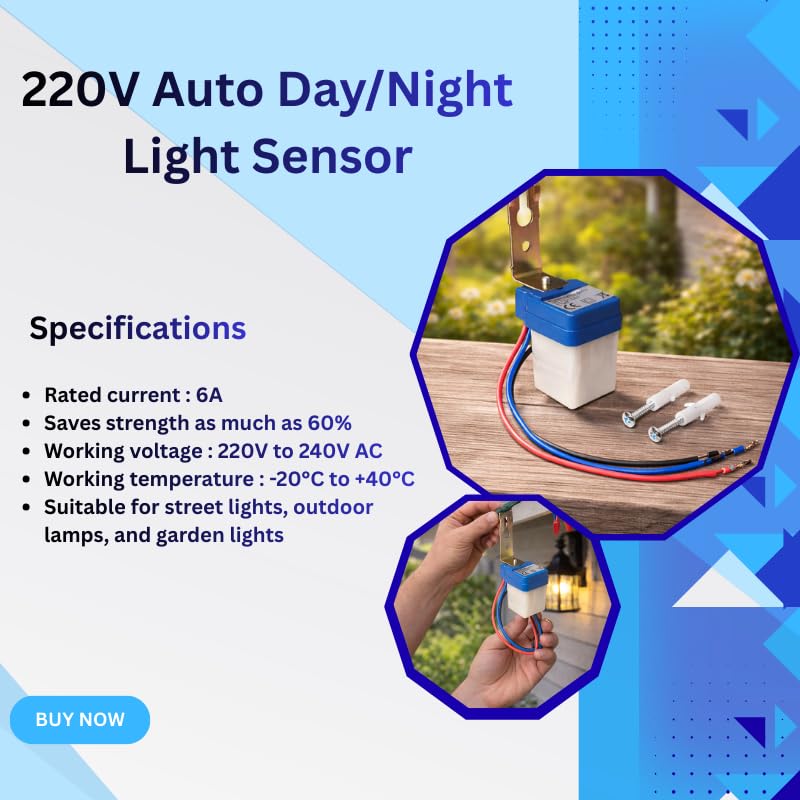 Electronicspices Electronic Spices QS-301 Waterproof 220V Auto Day and Night ON and OFF photocell LDR sensor switch 6A for lighting Pack of 2 - Image 4