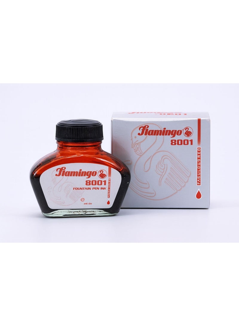 Flamingo Fountain Pen Ink 8001-Red-62.50ML - Image 1
