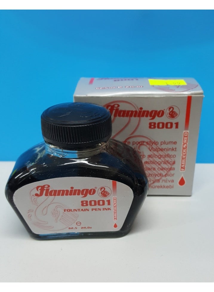Flamingo Fountain Pen Ink 8001-Red-62.50ML - Image 2