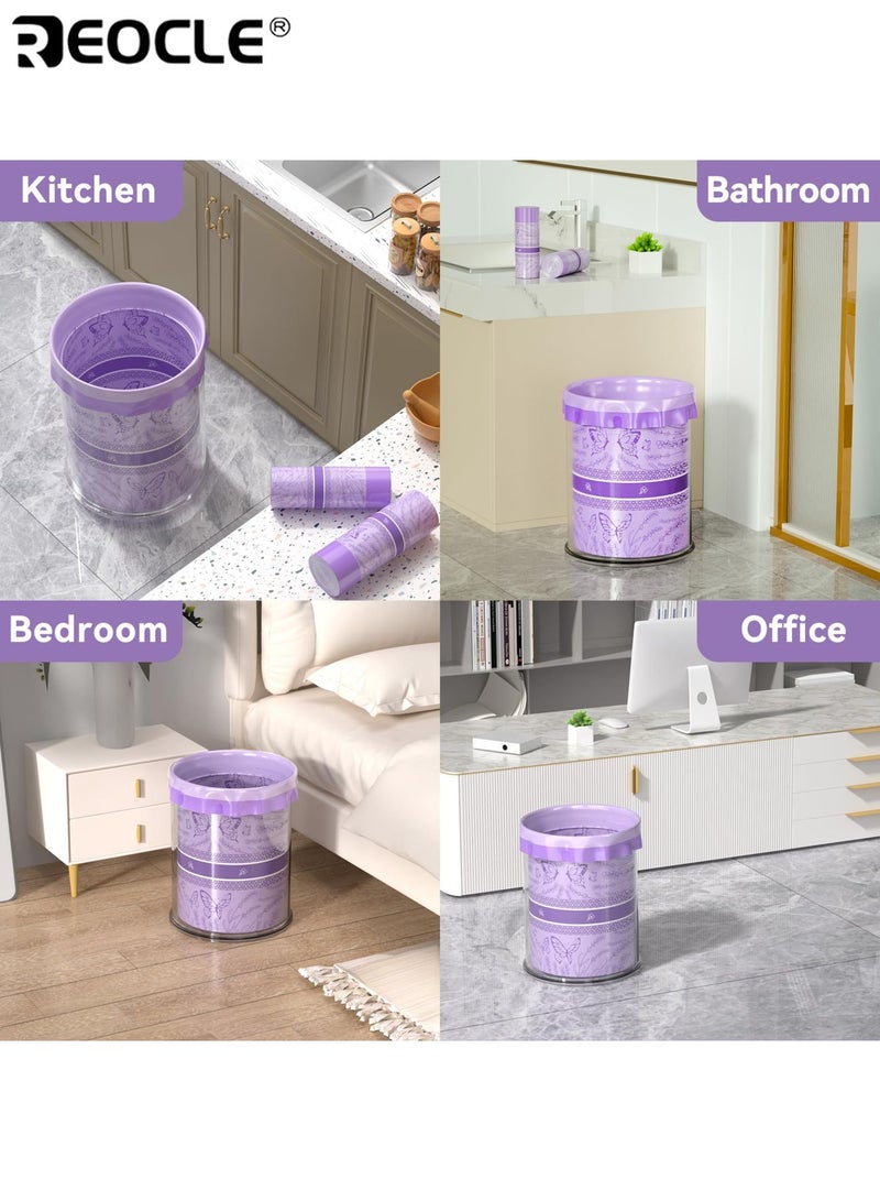 ريوكل 100 قطعة أكياس قمامة برباط أكياس بلاستيكية سميكة مانعة للتسرب للمطبخ والحمام وغرفة النوم وغرفة المعيشة والمزيد من الاستخدام المنزلي متعدد الأغراض لنظافة الحمام والإغلاق الآمن - Image 5