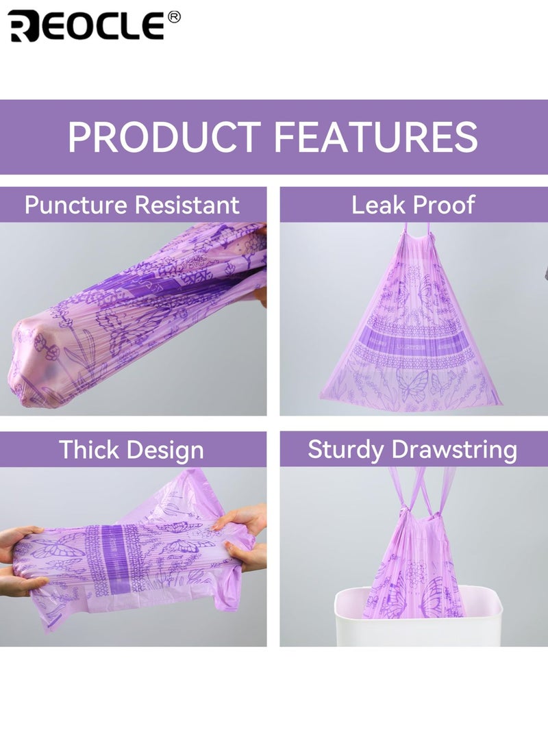 ريوكل 100 قطعة أكياس قمامة برباط أكياس بلاستيكية سميكة مانعة للتسرب للمطبخ والحمام وغرفة النوم وغرفة المعيشة والمزيد من الاستخدام المنزلي متعدد الأغراض لنظافة الحمام والإغلاق الآمن - Image 4