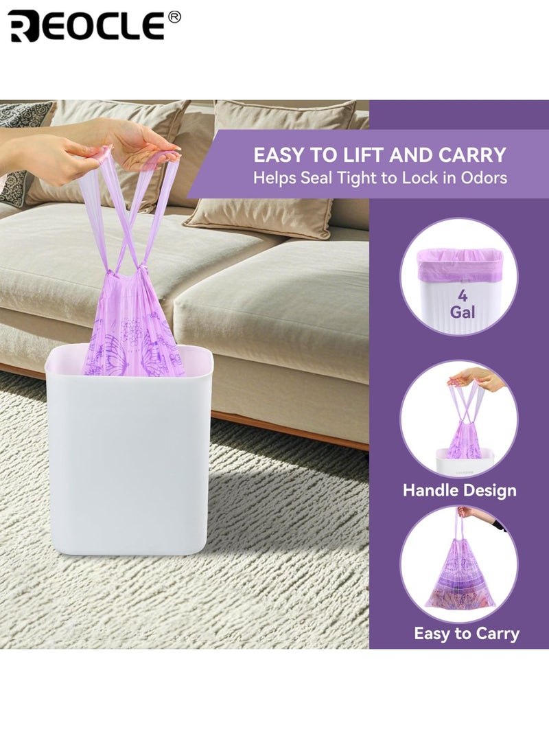 ريوكل 100 قطعة أكياس قمامة برباط أكياس بلاستيكية سميكة مانعة للتسرب للمطبخ والحمام وغرفة النوم وغرفة المعيشة والمزيد من الاستخدام المنزلي متعدد الأغراض لنظافة الحمام والإغلاق الآمن - Image 2