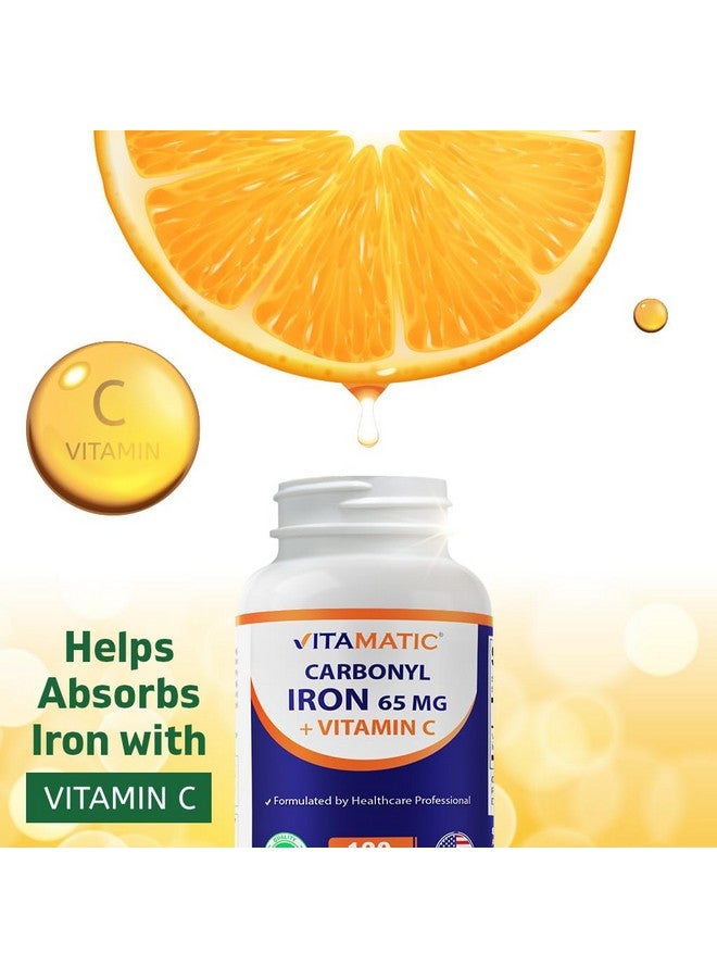 Vitamatic Carbonyl Iron 65 mg with Vitamin C - Gentle Iron Supplement for Energy & Immune Support - High Absorption - 120 Tablets - Image 5
