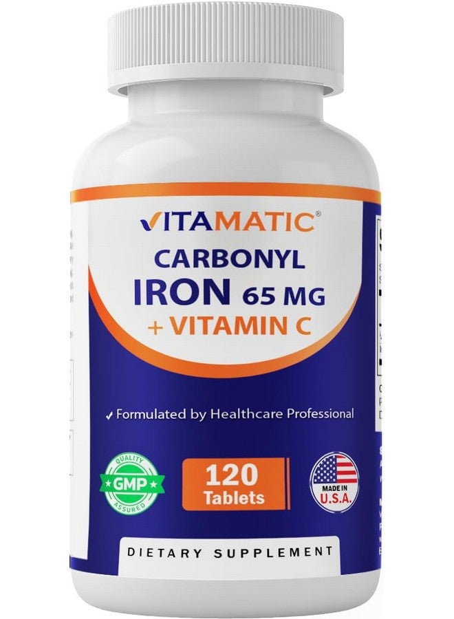 Vitamatic Carbonyl Iron 65 mg with Vitamin C - Gentle Iron Supplement for Energy & Immune Support - High Absorption - 120 Tablets - Image 1