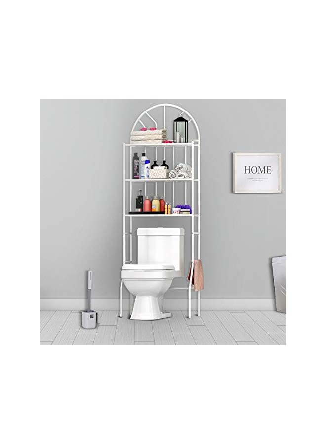 the Toilet Storage Shelf Toilet Shelving Unit Metal Bathroom Storage Rack Organizer 3 Tier White Space Saving for Bathroom Toilet Washing Machine 65x34x117cm  - Image 2