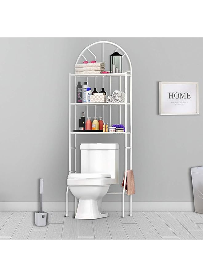 the Toilet Storage Shelf Toilet Shelving Unit Metal Bathroom Storage Rack Organizer 3 Tier White Space Saving for Bathroom Toilet Washing Machine 65x34x117cm  - Image 1