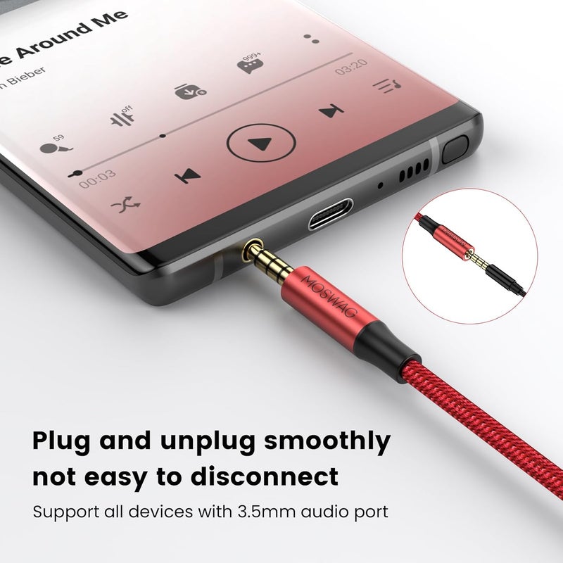 MOSWAG 3.5mm Male to Female Extension Cable with Microphone Stereo Audio Adapter Nylon Braided Compatible for Home/Car Stereos Smartphones Headphones Tablets Media Players and More - Image 4