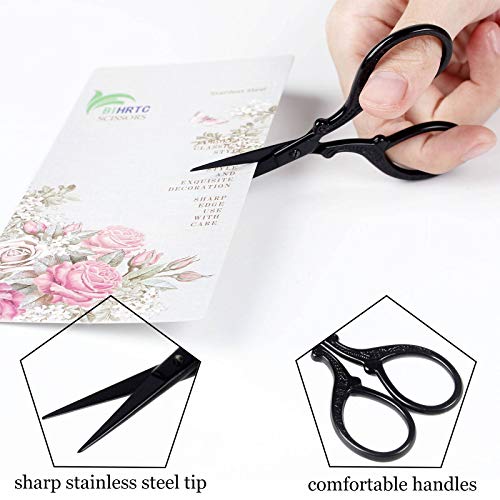 BIHRTC 3.6 Inch Embroidery Black Sharp Tip Stainless Steel Scissors Small Sewing for DIY Sewing Art Work Cross Stitch Household Needlepoint Scissors - Image 3