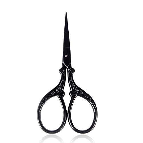 BIHRTC 3.6 Inch Embroidery Black Sharp Tip Stainless Steel Scissors Small Sewing for DIY Sewing Art Work Cross Stitch Household Needlepoint Scissors - Image 1