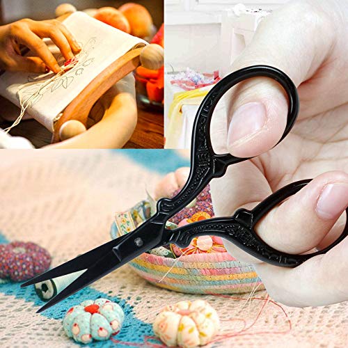 BIHRTC 3.6 Inch Embroidery Black Sharp Tip Stainless Steel Scissors Small Sewing for DIY Sewing Art Work Cross Stitch Household Needlepoint Scissors - Image 5