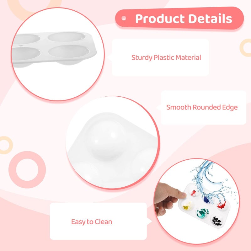 100 Pieces White Plastic Paint Palettes 6 Well Square Watercolor Mixing Trays Portable Acrylic Paint Holders - Image 3