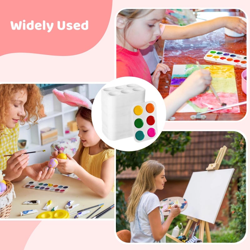 100 Pieces White Plastic Paint Palettes 6 Well Square Watercolor Mixing Trays Portable Acrylic Paint Holders - Image 5