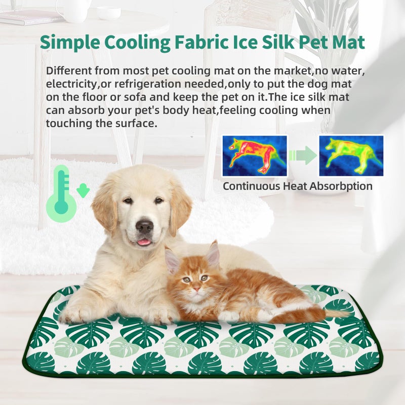 NWK Pet Cooling Mat -Q-Max>0.345 Ice Silk Cooling Mat for Dogs & Cats Portable & Washable Pet Cooling Blanket, Car Seats, Beds for Summer (Green Leaf, 20'' X 16'' X 0.3'') - Image 5