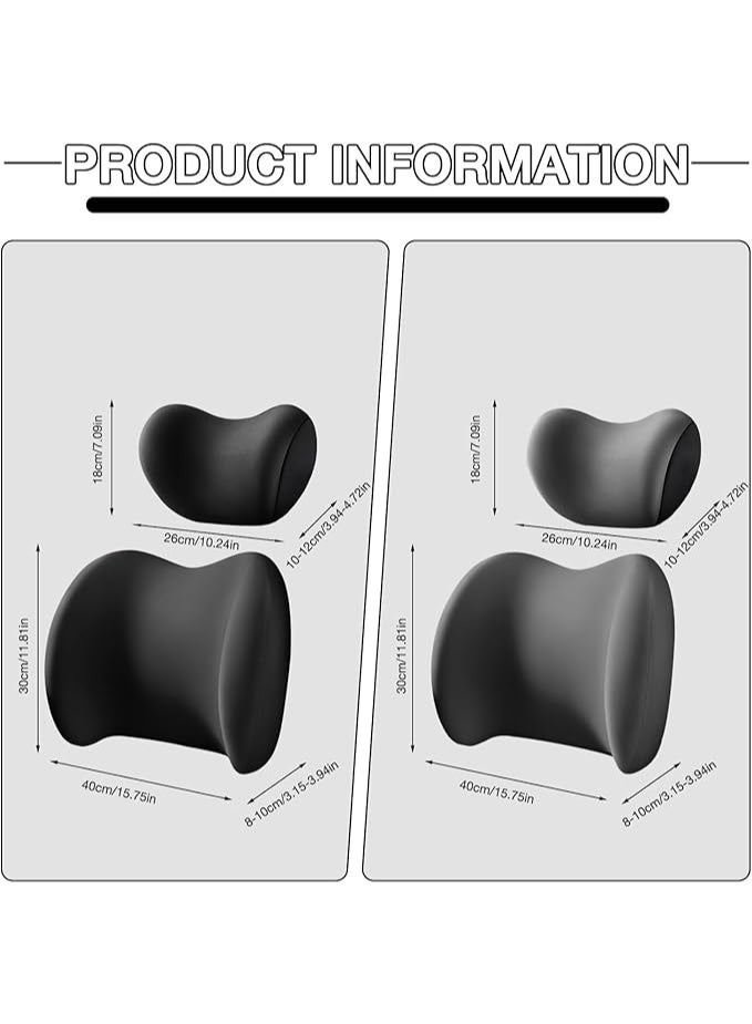 Ergonomic Car Headrest & Lumbar Support Cushion Set Memory Foam | Neck & Back Rest Pillow for Car Seat, Office Chair & Driving Comfort Support - Image 3