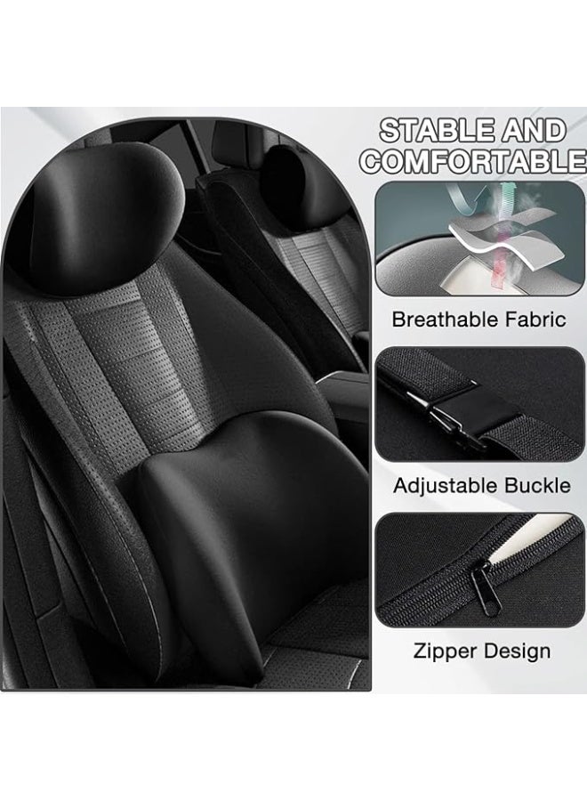Ergonomic Car Headrest & Lumbar Support Cushion Set Memory Foam | Neck & Back Rest Pillow for Car Seat, Office Chair & Driving Comfort Support - Image 4
