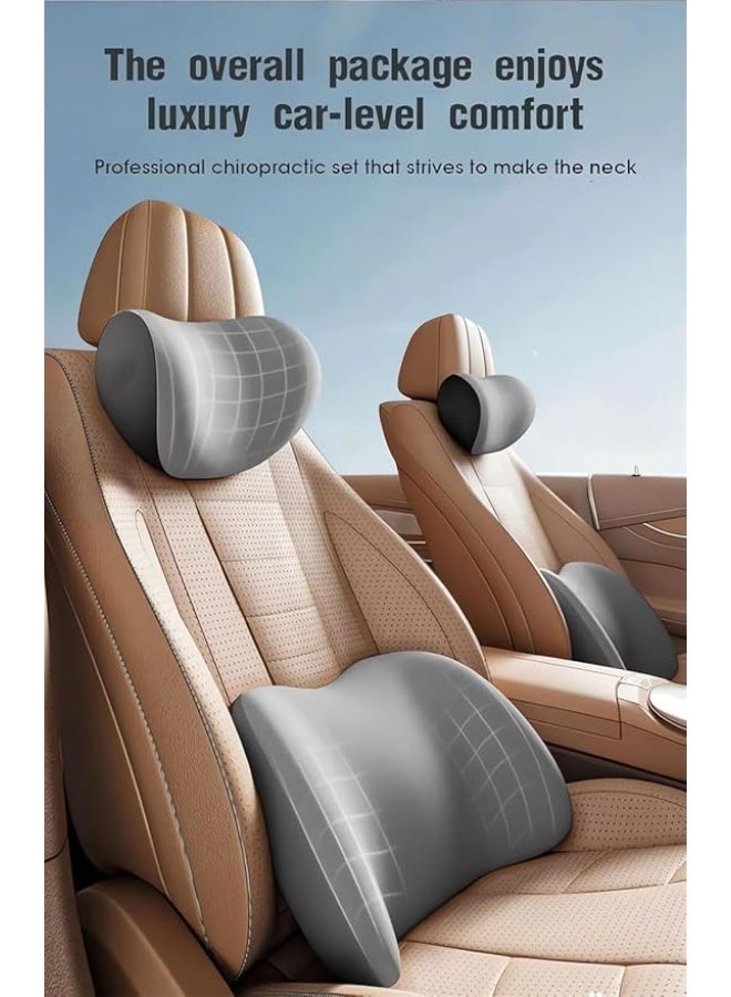 Ergonomic Car Headrest & Lumbar Support Cushion Set Memory Foam | Neck & Back Rest Pillow for Car Seat, Office Chair & Driving Comfort Support - Image 2