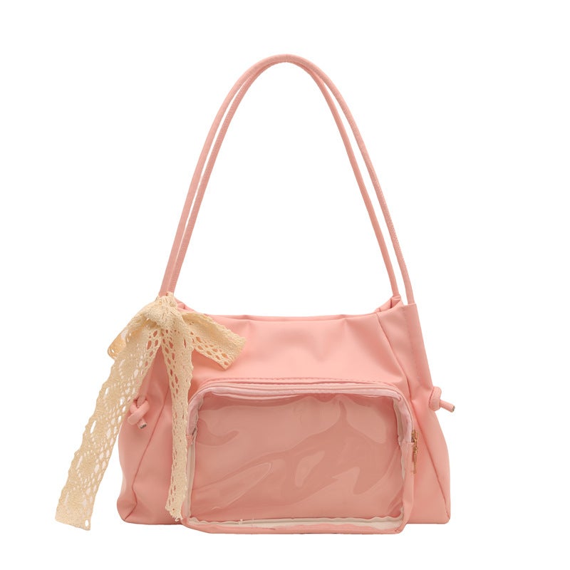 Women's Shopper Tote Bag with Bear Scarf Pendant - Image 5