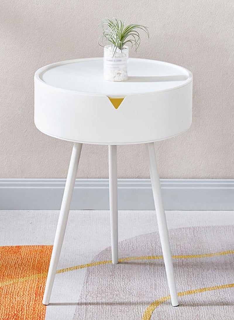 DubaiGallery Modern Round Bedside Table with Drawer - Plastic Nightstand with Storage, Contemporary Mini Side End Table, Versatile Circle Corner Stand with Special Functions, Ideal for Bedroom Organizing - Works without Power, Suitable for Various Holidays  - Image 1
