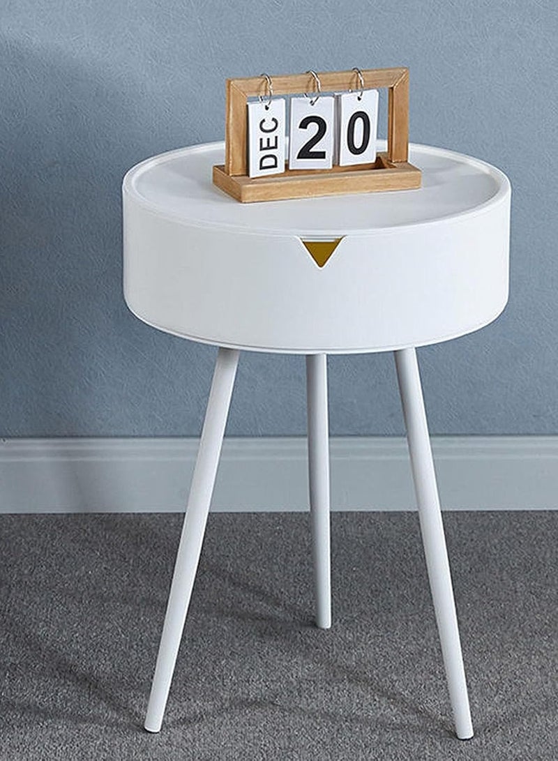DubaiGallery Modern Round Bedside Table with Drawer - Plastic Nightstand with Storage, Contemporary Mini Side End Table, Versatile Circle Corner Stand with Special Functions, Ideal for Bedroom Organizing - Works without Power, Suitable for Various Holidays  - Image 2