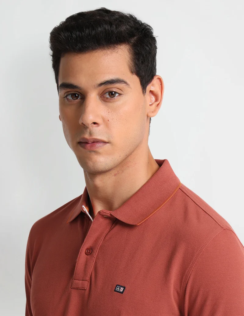 Arrow Rust Tipped Collar Regular Fit Polo Shirt for Men | Best Price UAE