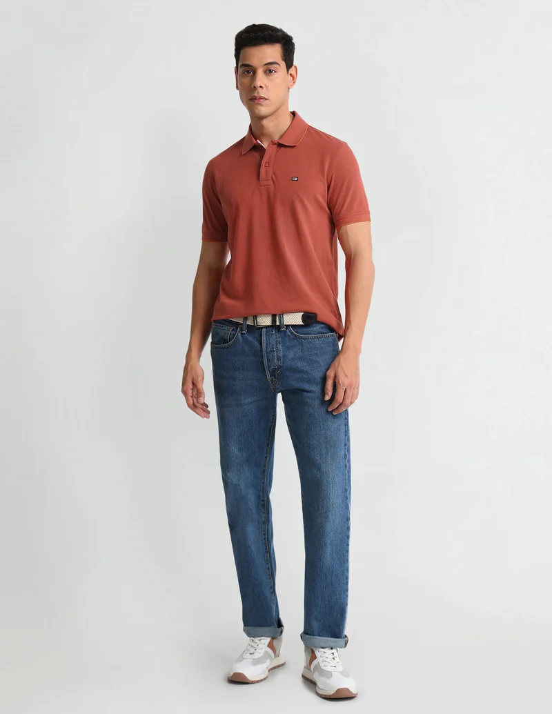 Arrow Rust Tipped Collar Regular Fit Polo Shirt for Men | Best Price UAE