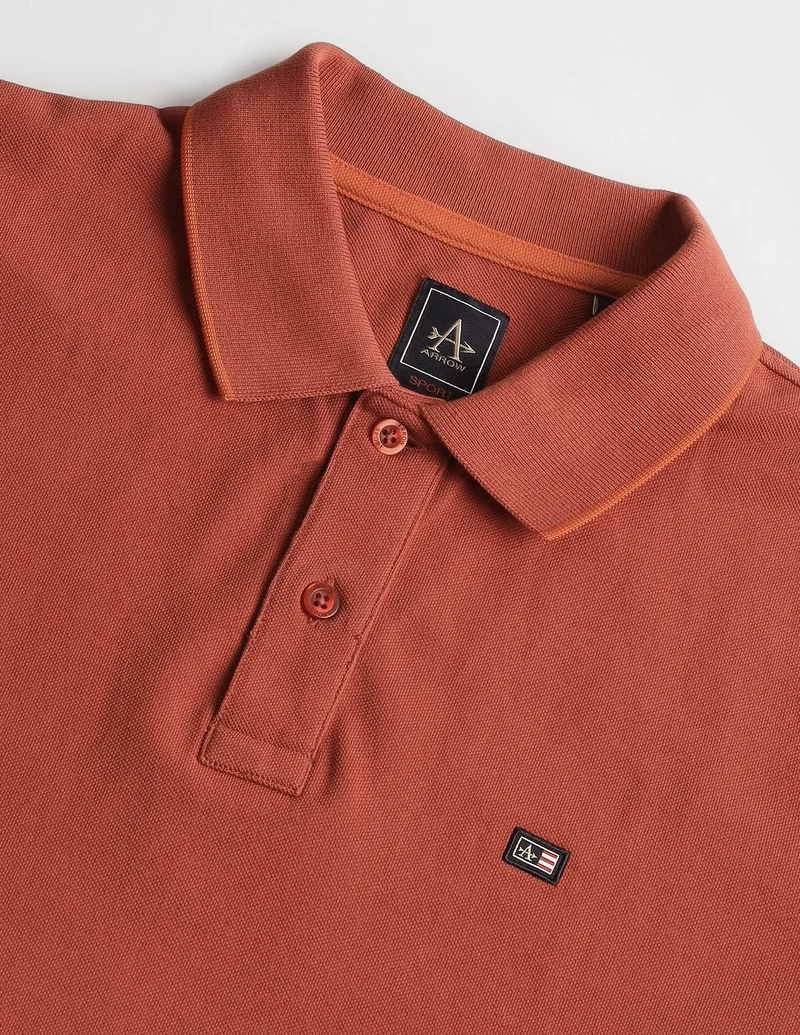 Arrow Rust Tipped Collar Regular Fit Polo Shirt for Men | Best Price UAE