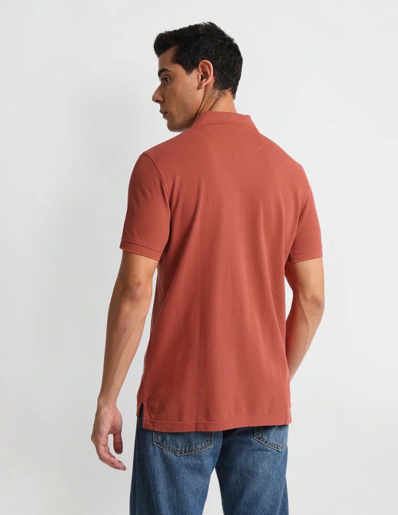 Arrow Rust Tipped Collar Regular Fit Polo Shirt for Men | Best Price UAE