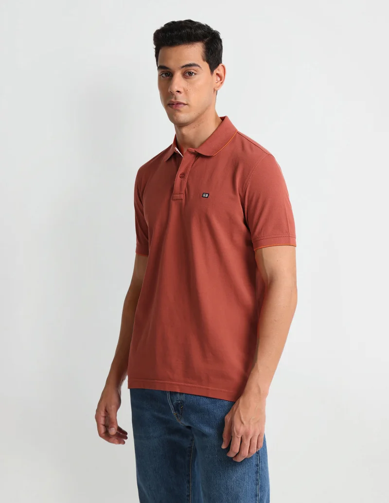 Arrow Rust Tipped Collar Regular Fit Polo Shirt for Men | Best Price UAE