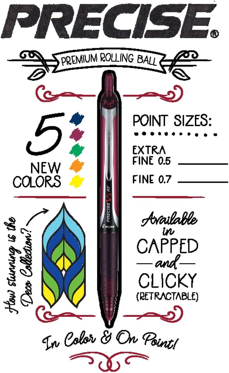 PILOT Precise V5 RT Refillable & Retractable Rolling Ball Pens, Extra Fine Point Pens, 0.5 mm, Vibrant Bulk, Pack of 48 - Ideal for School, Journaling & Office Writing - Image 3