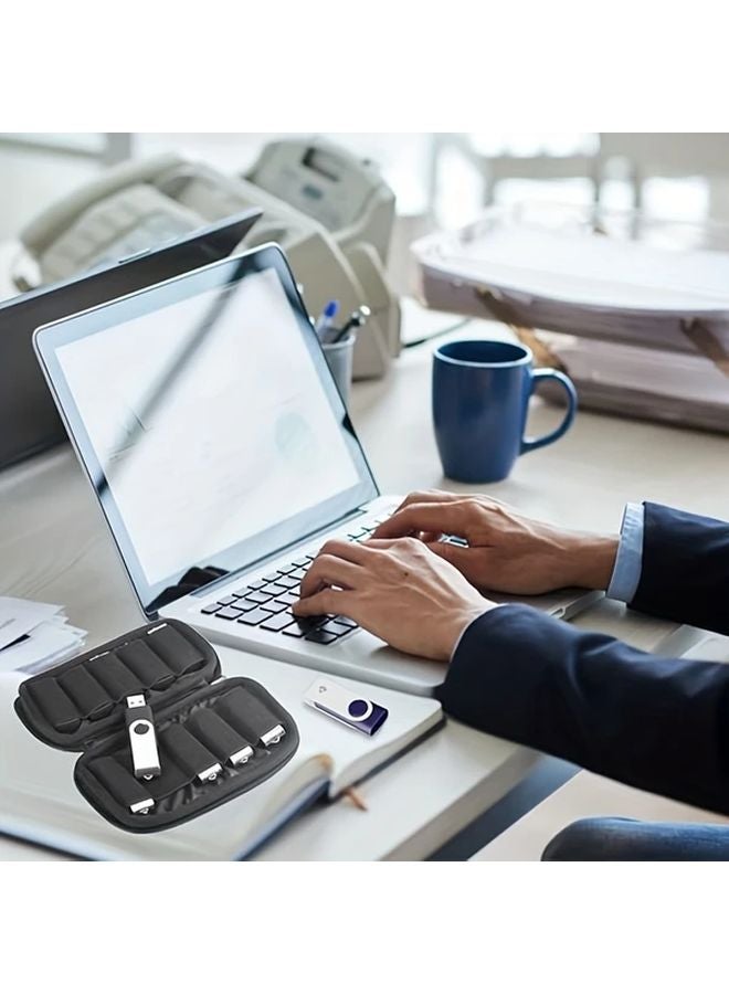 Black 10 Slot USB Drive Storage Organizer Box Shockproof Portable Case - Image 4