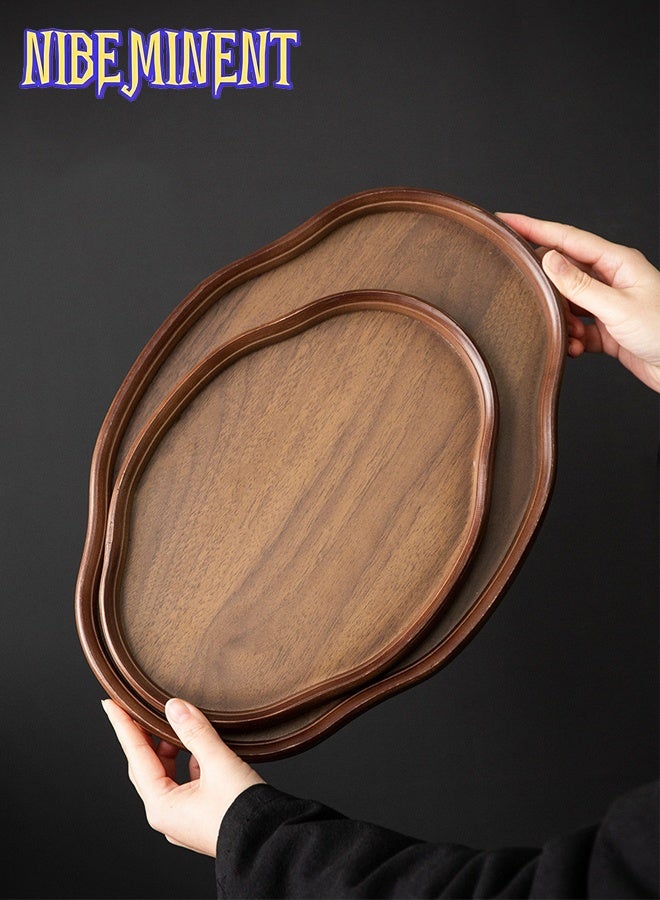 NIBEMINENT 2 Pcs/Set Bamboo & Recycled Wood Decorative Tray - Vintage Style Irregular Shape Tea Serving Tray with Lid, Perfect for Home, Office, Hotel, or Gift Decor, Ideal for Living Room, Bedroom, or Tea Parties, Tea Party Accessory | Decorative Tray | Bamboo Material, Tea Tray - Image 4