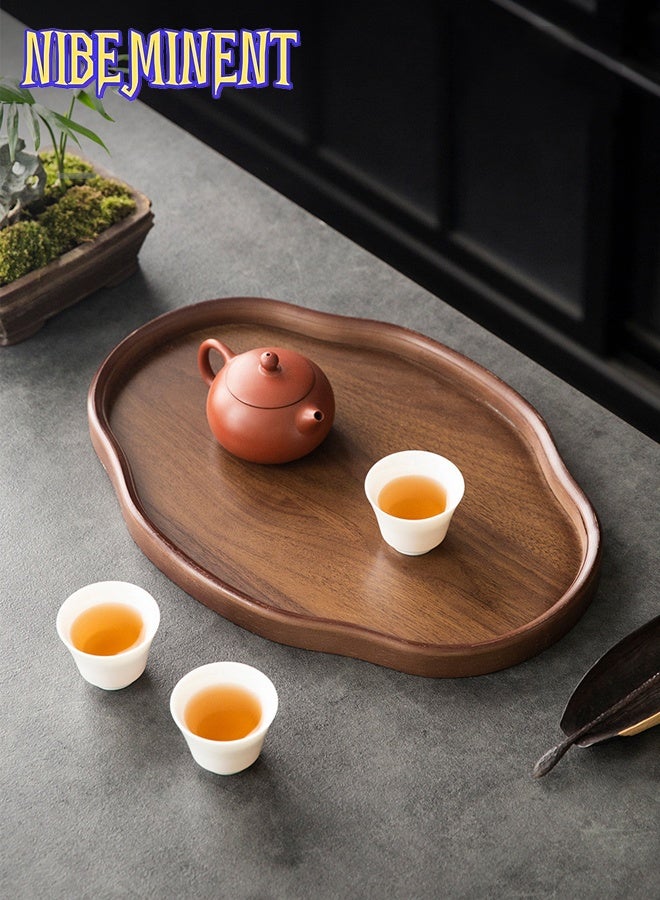 NIBEMINENT 2 Pcs/Set Bamboo & Recycled Wood Decorative Tray - Vintage Style Irregular Shape Tea Serving Tray with Lid, Perfect for Home, Office, Hotel, or Gift Decor, Ideal for Living Room, Bedroom, or Tea Parties, Tea Party Accessory | Decorative Tray | Bamboo Material, Tea Tray - Image 5