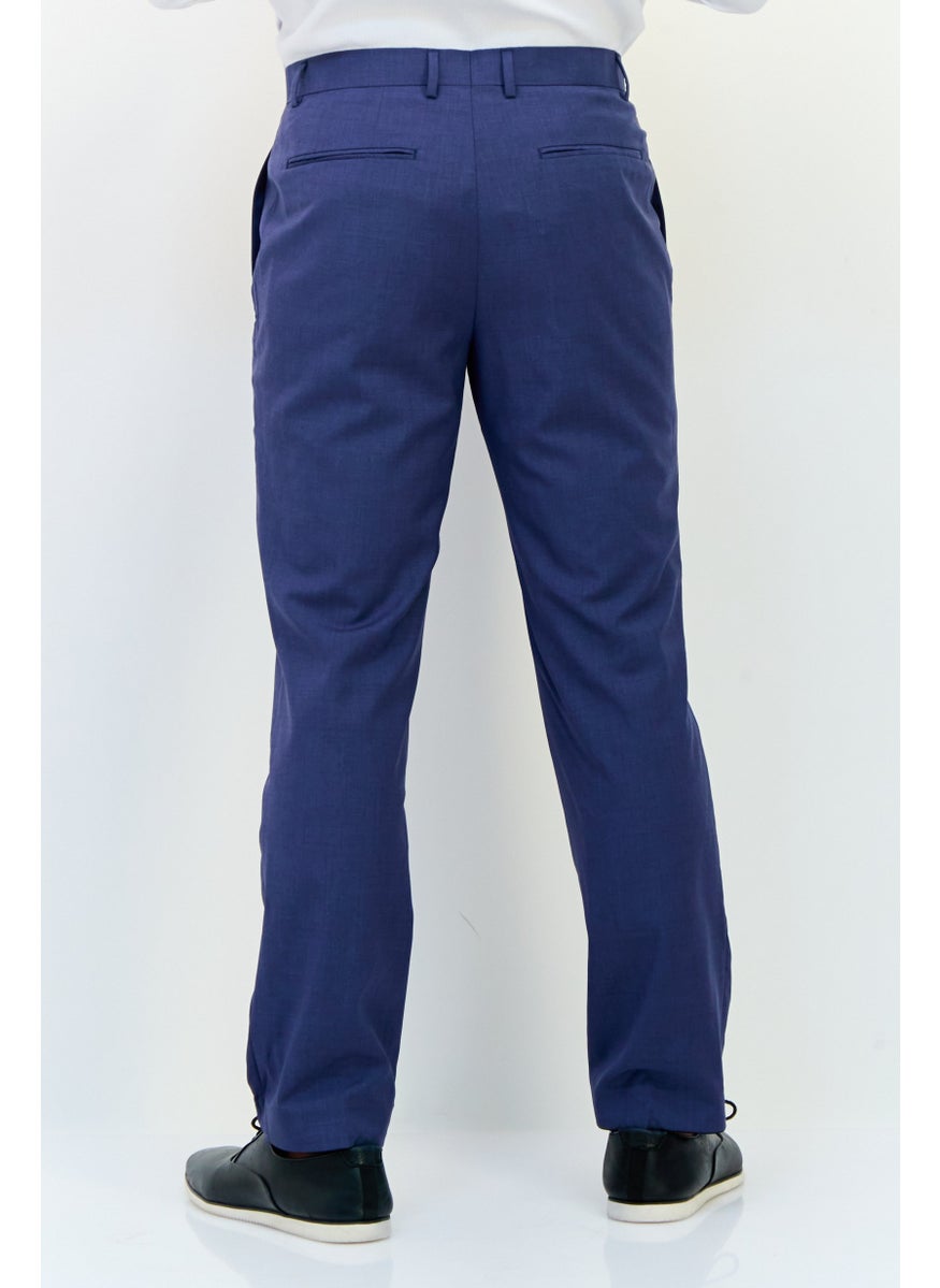 SELECTED Men Regular Fit Plain Dress Pants, Navy Blue  - Image 2