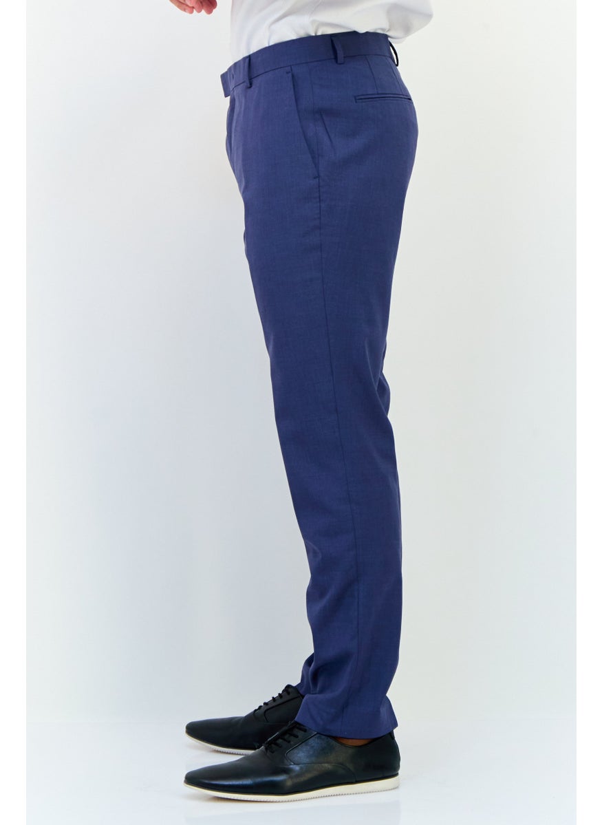 SELECTED Men Regular Fit Plain Dress Pants, Navy Blue  - Image 4