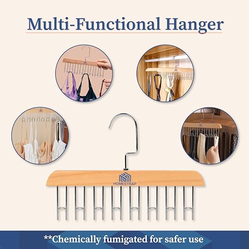 Homestrap Multi Hook Hanger (Pack of 2)| 8-in-1 Lotus Wood Tie and Belt Hanger, Space-Saving, Lightweight and Sturdy - Image 4