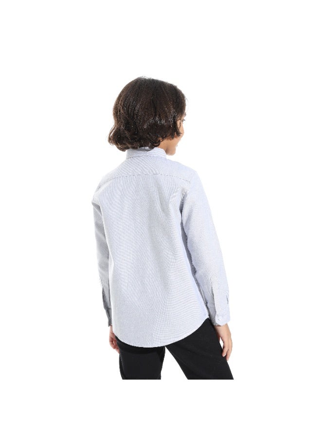 Andora Long Sleeves Turned Down Collar Shirt _ Light Grey - Image 2