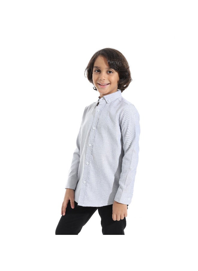 Andora Long Sleeves Turned Down Collar Shirt _ Light Grey - Image 4