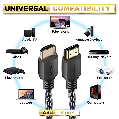 PowerBear كابل HDMI 4K من باور بير 0.5 قدم | سرعة عالية، نايلون مضفر وموصلات ذهبية، 4K @ 60Hz، Ultra HD، 2K، 1080P، ARC وتصنيف CL3 | للابتوب، الشاشة، PS5، PS4، Xbox One، Fire TV، Apple TV والمزيد - Image 5