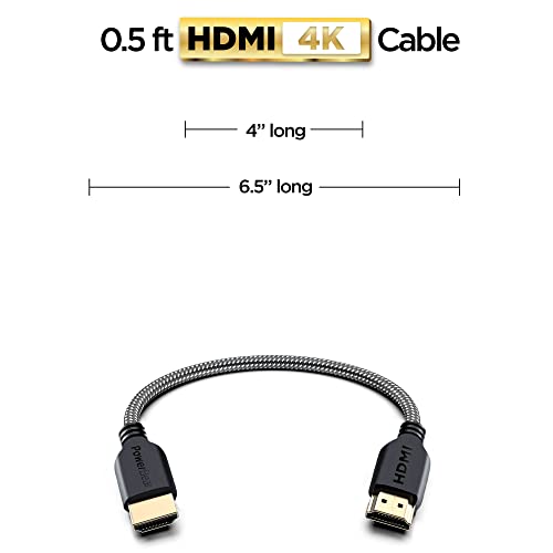PowerBear كابل HDMI 4K من باور بير 0.5 قدم | سرعة عالية، نايلون مضفر وموصلات ذهبية، 4K @ 60Hz، Ultra HD، 2K، 1080P، ARC وتصنيف CL3 | للابتوب، الشاشة، PS5، PS4، Xbox One، Fire TV، Apple TV والمزيد - Image 2