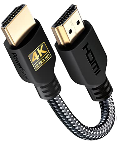 PowerBear كابل HDMI 4K من باور بير 0.5 قدم | سرعة عالية، نايلون مضفر وموصلات ذهبية، 4K @ 60Hz، Ultra HD، 2K، 1080P، ARC وتصنيف CL3 | للابتوب، الشاشة، PS5، PS4، Xbox One، Fire TV، Apple TV والمزيد - Image 1