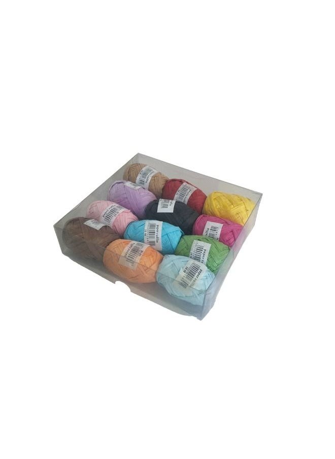 XIANGYU Natural Weaving Paper Raffia Crochet Yarn 12 Rolls 12 Colors Set for Diy Craft Gift 